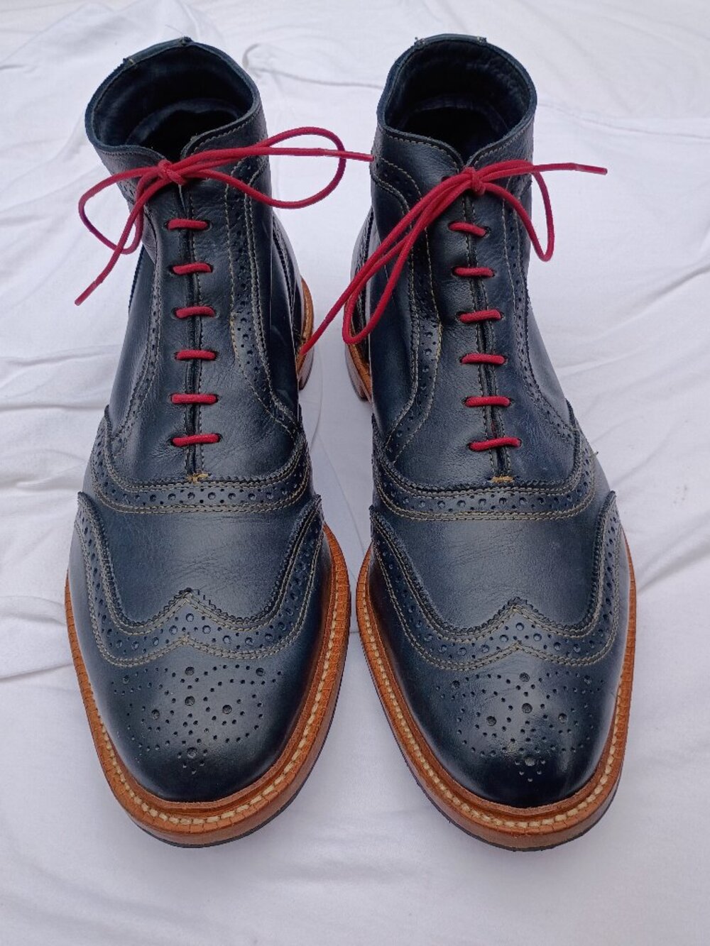 Allen Edmonds Blue "Cronmok" Wingtip Boots - Size 12 3E (EEE Wide) - EUC